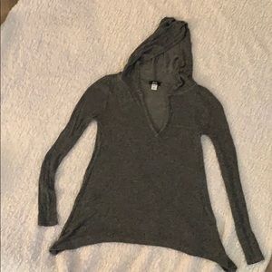Grey V neck hoodie